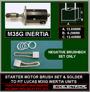 LUCAS M35G INERTIA STARTER MOTOR BRUSHES BRUSH SET NEGATIVE ONLY TAB128 251108