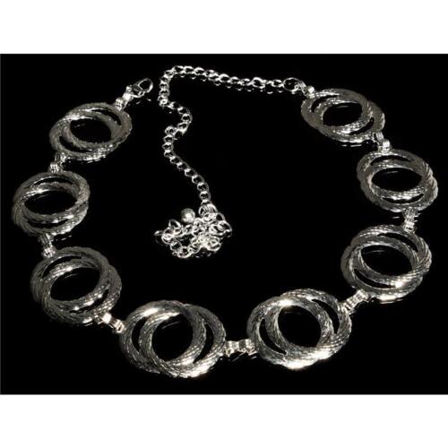 Señora cadenas cinturón elástico con anillos de plata talla única #ac1228