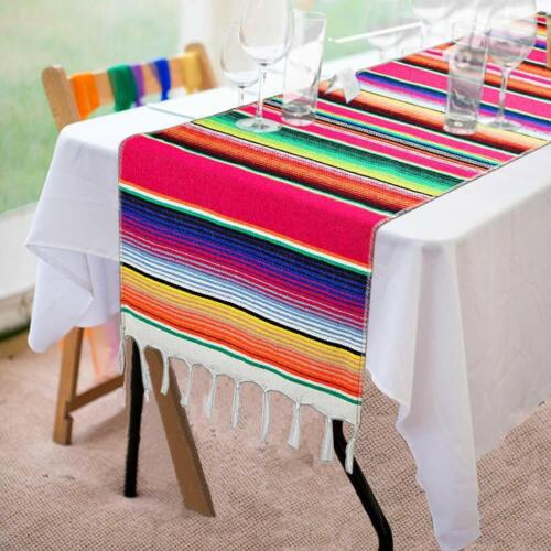 1/5/10x Mexican Table Runners 14x108in Fringe Cotton Serape Blanket Fiesta Party
