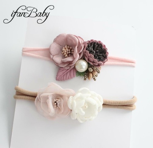 Boutique Flower Headband Kids Girl Nylon Headband Elastic Stretch Headwear