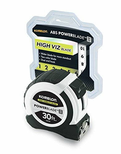 Black//White ABS Case Komelon 52430; 30/' x 1.06/" Powerblade II Tape Measure