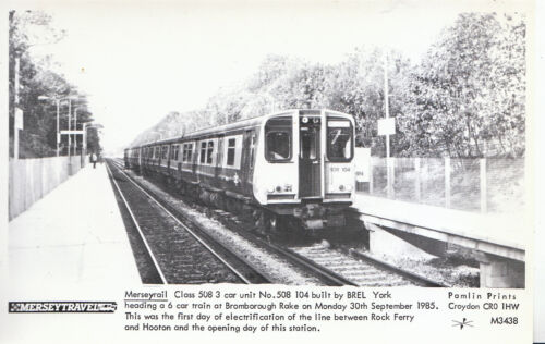 3 Car Unit No.508 at Bromborough Rake U87 Merseyrail Trains Postcard 