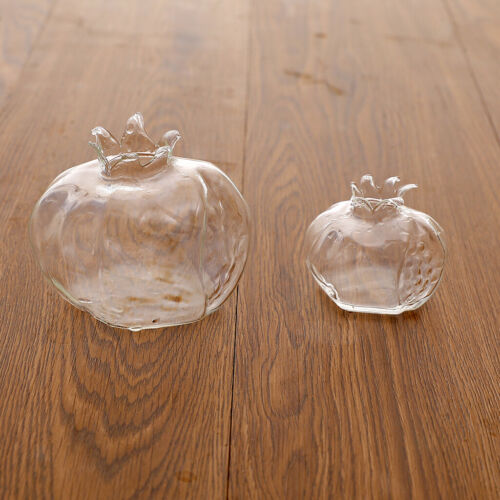 2PC Small Clear Glass Bud Vase Pomegranate Shape Floral Vase Home Weddings Decor