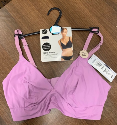 Mark /& Spencers sans armature plongeant Violet Clair Rose Soutien-gorge Bustier Sous-vêtements Taille 36 A