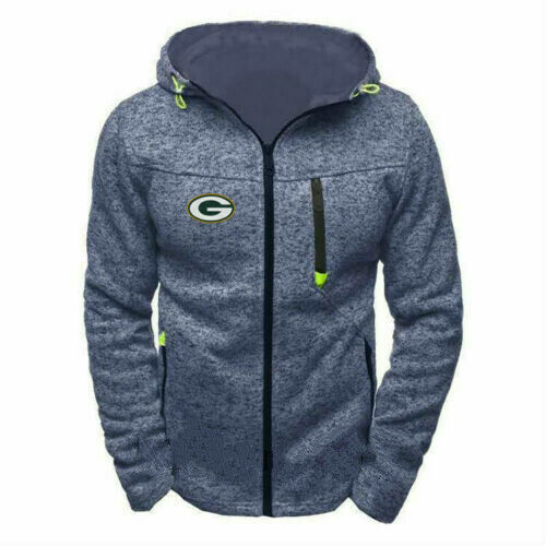 Football Hoodie Green Bay Packers Zipper Printed Sweatshirt Jacket Coat