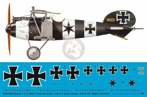 Peddinghaus 1//48 Albatros D.V Markings Xaver Dannhuber Jasta 26 Belgium WWI 3662
