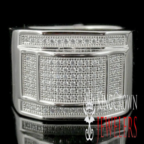 MEN&#039;S NEW WHITE GOLD OVER STERLING SILVER TARNISH FREE A++ CZ&#039;S PINKY RING BAND