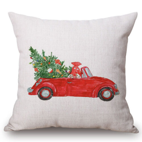 Merry Christmas Cotton Linen Bed Car Sofa Home Decor Pillow Case Cushion Cover