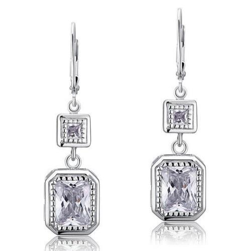 Details about   4 Carat Emerald Cut Created Diamond 925 Sterling Silver Bridal Dangle Earrings 