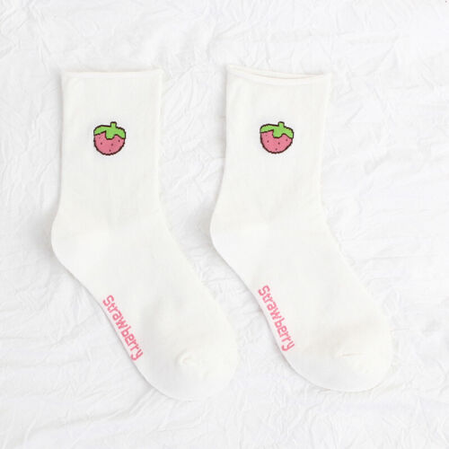 Cartoon Fruit Pattern Women Cute Ankle High Casual Cotton Socks Embroidery Socks 