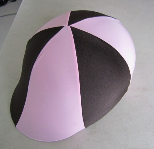 Horse Riding Helmet Cover Pale Pink & Brown AUSTRALIAN MADE Your choice of size