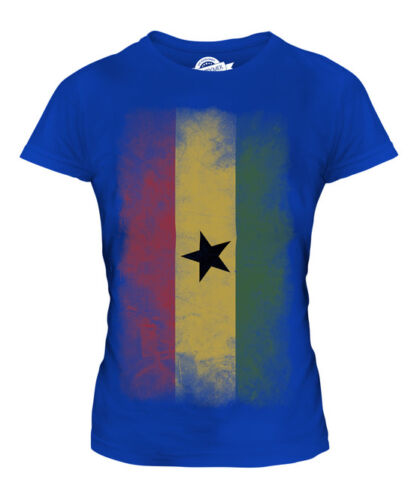GHANA délavé drapeau femmes t-shirt tee top ghanéens shirt football jersey cadeau 
