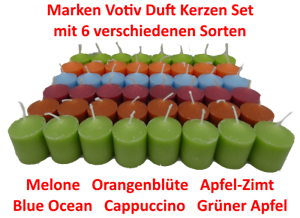 48 Duft Votiv Kerzen Set 6 verschiedene Sorten //// Deutsche Marken Qualität