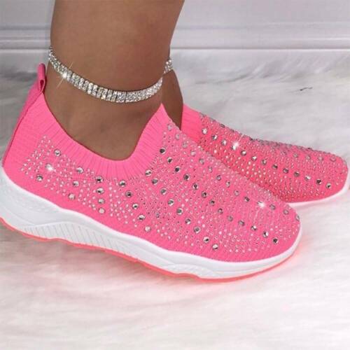 Details about   Women Diamante Sock Trainers Sport Runing Sneakers Ladies Slip On Fashion Shoes 