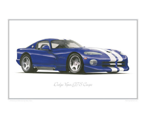 Limited Edition Classic Car Print Poster by Steve Dunn Dodge Viper GTS Coupe 