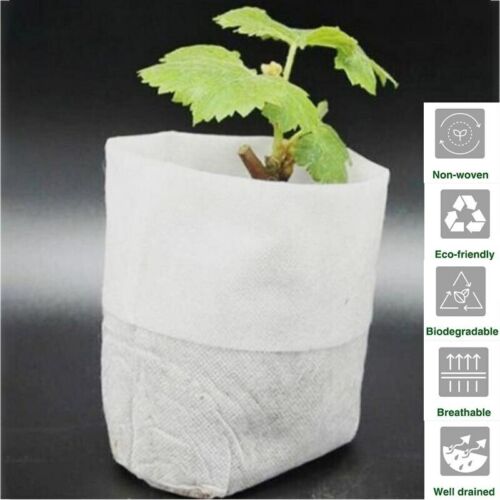 100pcs Biodegradable Non-woven Seedling Nursery Grow Bags Raising Planting Pots 