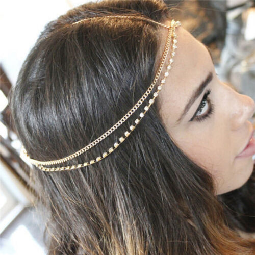 Metal Multilayer Boho Head Chain Headband Wedding Hairstyle Hair Accessories TD