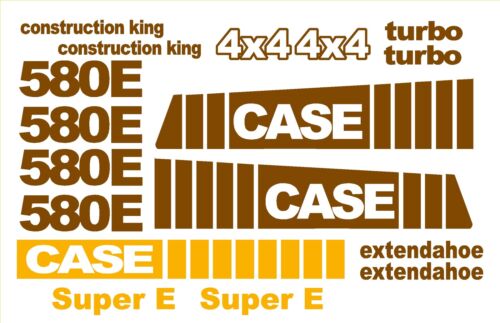 Case 580 E Super E 4x4 Loader Backhoe construction king decals sticker set 580E 