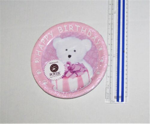 Boyds Bears Happy Birthday Pink Boyds Bears 7 inch Dessert Plates #58052p 