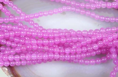 4mm Light Purple/ Magenta Jade Round Beads 16" 