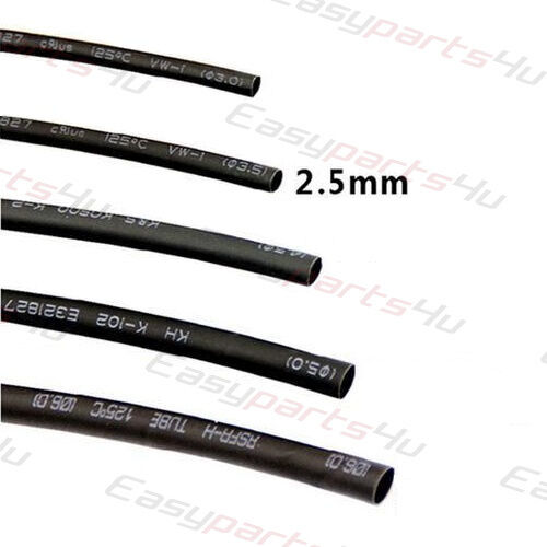 Noir Thermorétractable tube 2:1 pour Câble Voiture électrique emballage 5 taille