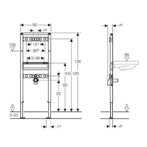 Geberit Duofix Vorwandelement für Waschtische BH 130 cm 111.437.00.1