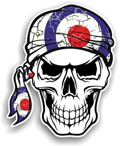 Skull With HEAD Bandana /& MOD Style RAF Target vinyl car scooter sticker Decal