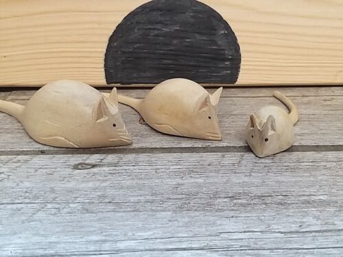 Wooden Mouse Natural Mice Set Of 3 Perfect for your Cheeseboard 3 Blind mice L 