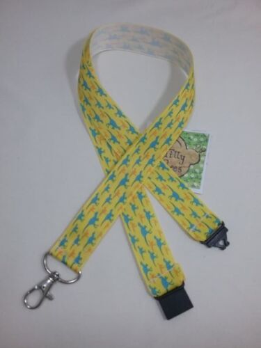 Blue dinosaur trex dino ribbon lanyard safety clip ID badge holder student gift 