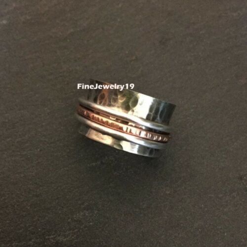 925 Sterling Silver Spinner Ring Wide Band Meditation Statement Jewelry B10 