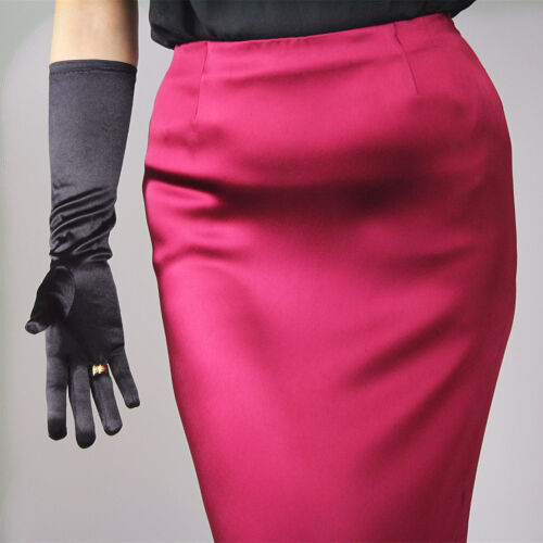 Stretchy Satin Silk Gloves Opera Evening Elbow Wrist Long Short Hepburn Black