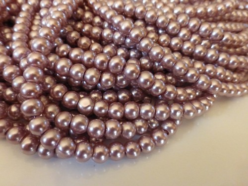 GLB34 1 x Strand ROSY Marron Vison Verre Perle Perles 8 mm Synthétique Imitation Perles