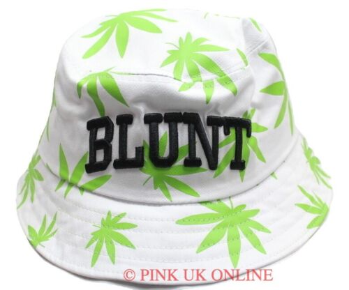Nouveau Homme Unisexe Weed Ganja Vert Feuille Blunt Rasta Summer Bucket Hat Cap