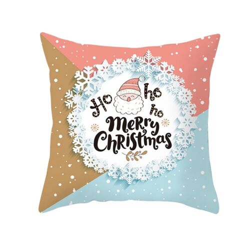 Happy Christmas Pillow Case Cushion Cover Cartoon Printed Xmas Home Sofa Decor