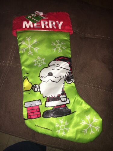 Peanuts Snoopy Christmas Stocking "BE MERRY" NEW SUPER CUTE 