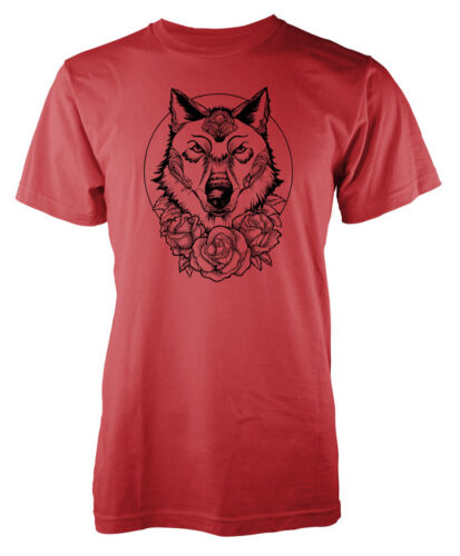 Wolf Fleur Roses Tatouage Style Dog Kids T Shirt