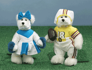 BTG Cheerleader Football Player Collectable Dress Up 8/" Bears in Clear Backpack