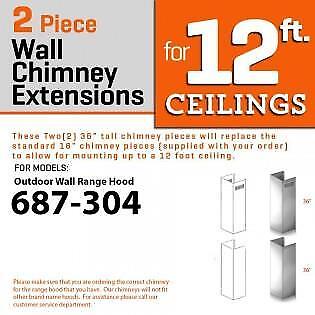 2PCEXT ZLINE WALL Chimney Extension UP TO 12 ft ceiling OUTDOOR MODEL 687-304 
