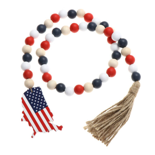 Ornaments Garland Independence Day Wood Beads Tassel String Wall Hanging Beads