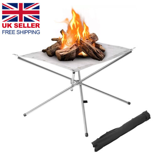Folding Portable Fire Pit Mesh Fire Pit Bonfire Stand Outdoor Camping Patio UK
