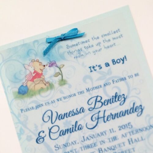 Set of 10 Winnie the Pooh Baby Shower Invitations All Wording Customized