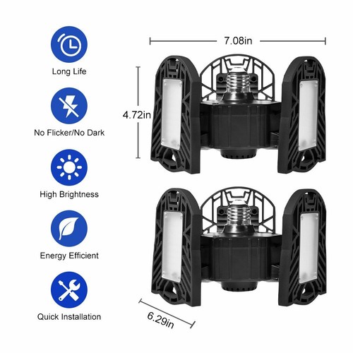 DE 60W E27 Verformbar LED Garagenlicht Bürolampe Deckenleuchte Lagerleucht Lampe