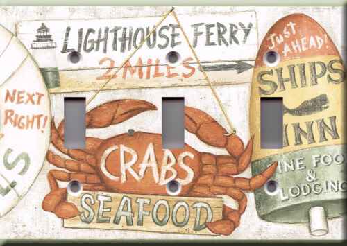 Country kitchen seafood Lighthouse lobster crab sea Light Switch Plate Cover
