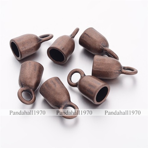 20 Pcs Column Red Copper Tibetan Style Alloy Cord Ends Jewelry Findings 17x8mm