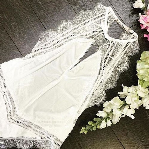 Spitze Reizvoller Backless Overall Bodysuit Oberbekleidung Ärmellose Dessous