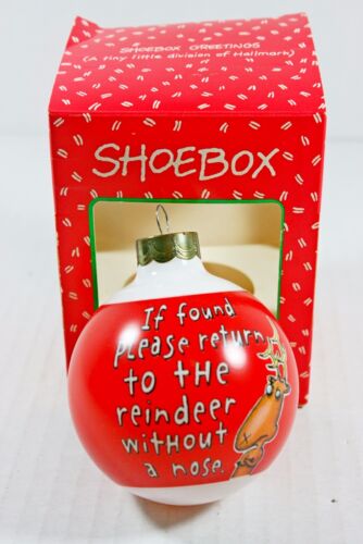 If Found Please Return Christmas Tree Ornament Rudolph Reindeer Funny Glass Vtg 