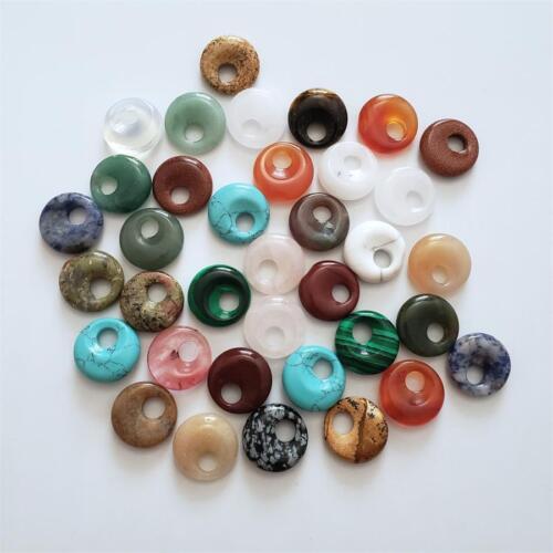 Wholesale 30pcs//lot Assorted natural Stone gogo donut charm Pendants beads 18mm