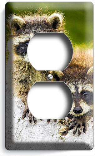 CUTE LITTLE RACCOONS  LIGHT SWITCH OUTLET WALL PLATE COVER BEDROOM ROOM HD DECOR