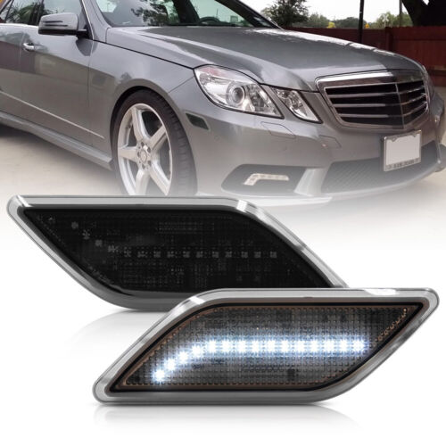 Smoke Lens White LED Front Bumper Side Marker Light for 10-13 Benz W212 E-Class 