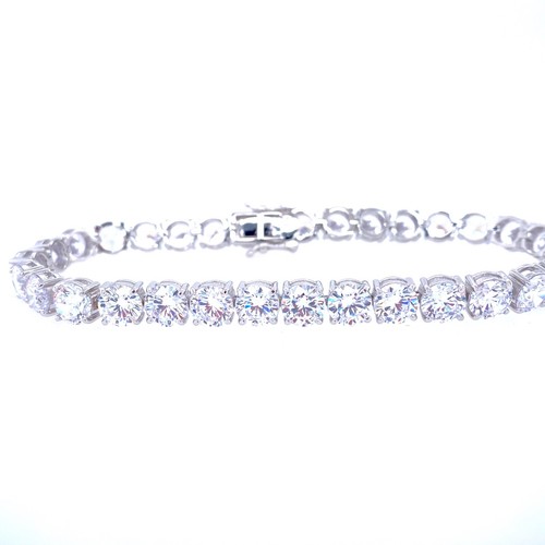 Sterling Silver 925 Tennis Bracelet Zircon rondes 8/" 20 ct